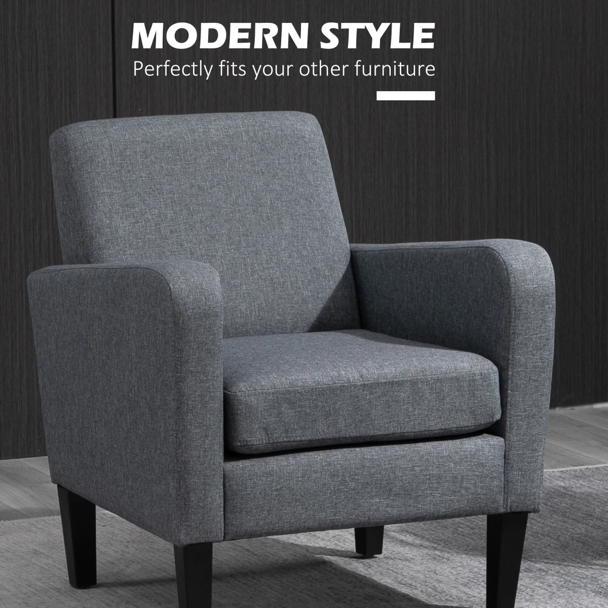 Premium Linen Armchair Compact Curved Arms For Living Room by HOMCOM