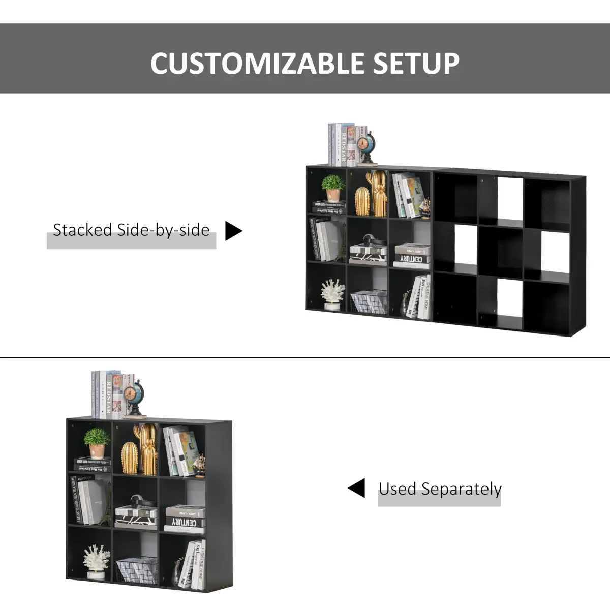 Unbranded 9 Cube Storage Cabinet Bookcase Bookshelf Home Office Shelf, Black - Bookcase