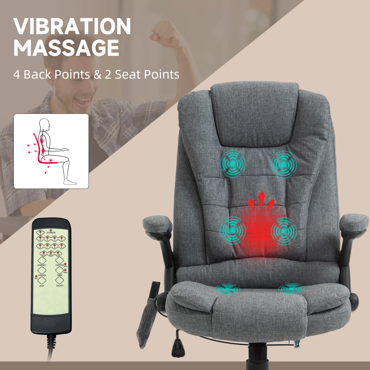 Unbranded Premium Executive Recliner Full-Size Six-Point Heated Massage Chair With Headrest For Office - Office Chair