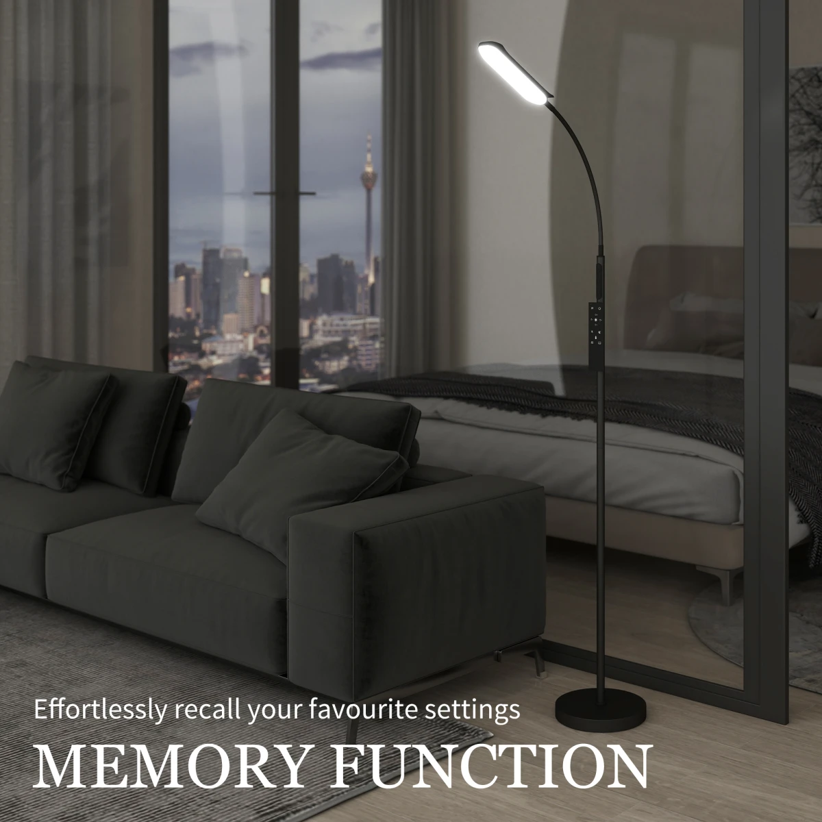 HOMCOM HOMCOM LED Floor Lamp with Magnetic Remote Control for Living Room - Lamp