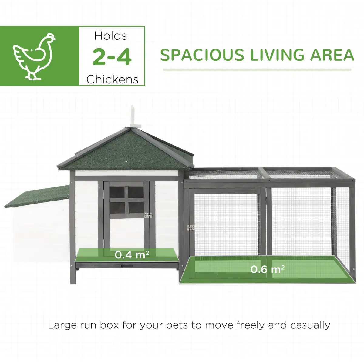 Pawhut Chicken Coop Small Animal Pet Cage w/ Nesting Box Outdoor Run Backyard Wooden - Chicken Coop