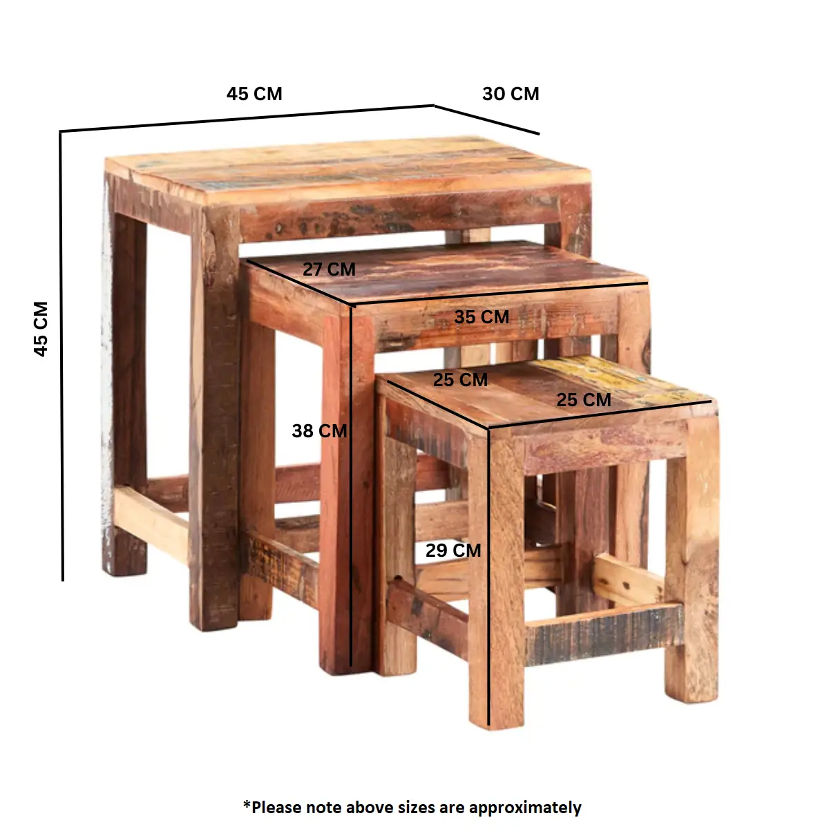 Indian Hub Coastal Nest Of 3 Tables - Nest of Tables