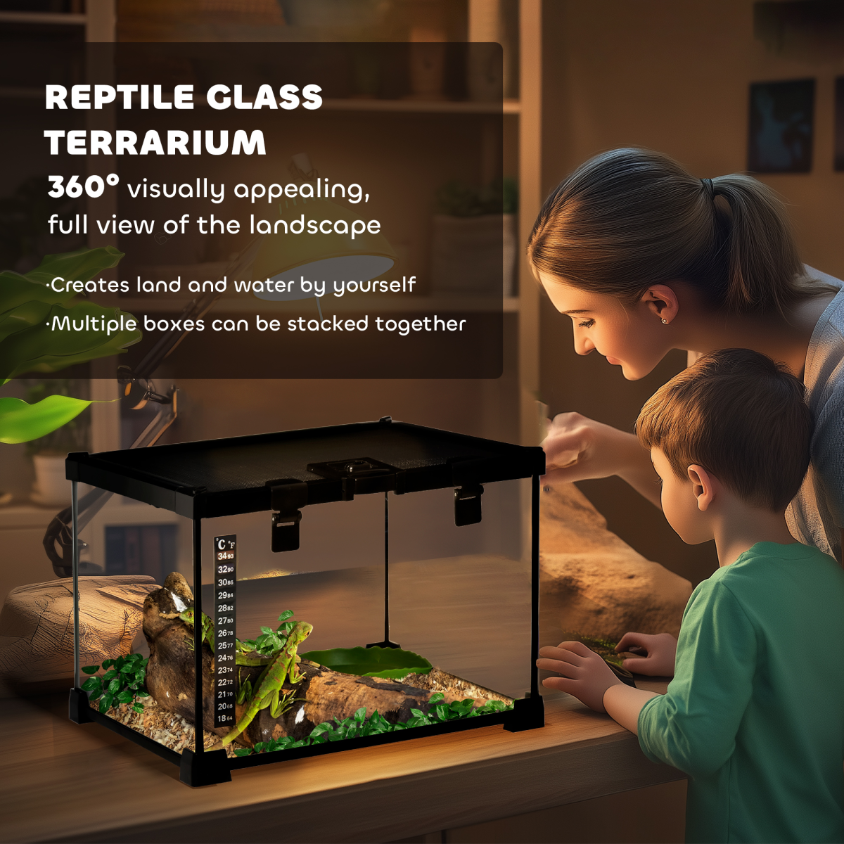 Glass Reptile Terrarium Habitats for Lizards, Frogs, Snake Pawhut - from Unbranded