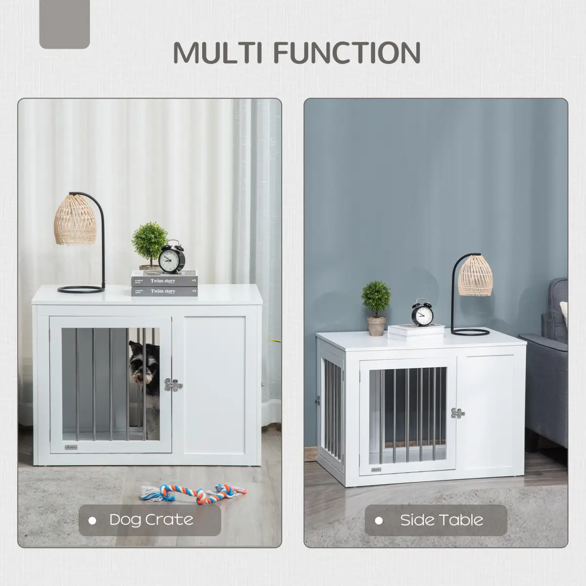 Unbranded Furniture-Style Dog Crate End Table w/ 2 Doors, for Medium Dogs Pawhut -