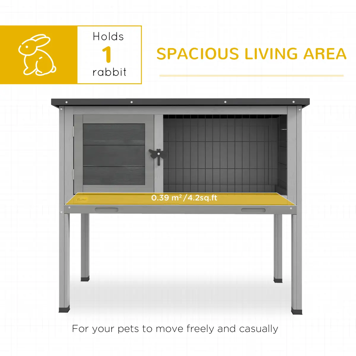 PawHut PawHut Large Elevated Indoor Outdoor Wooden Rabbit Hutch with Asphalt Roof, Tray - Rabbit Hutch