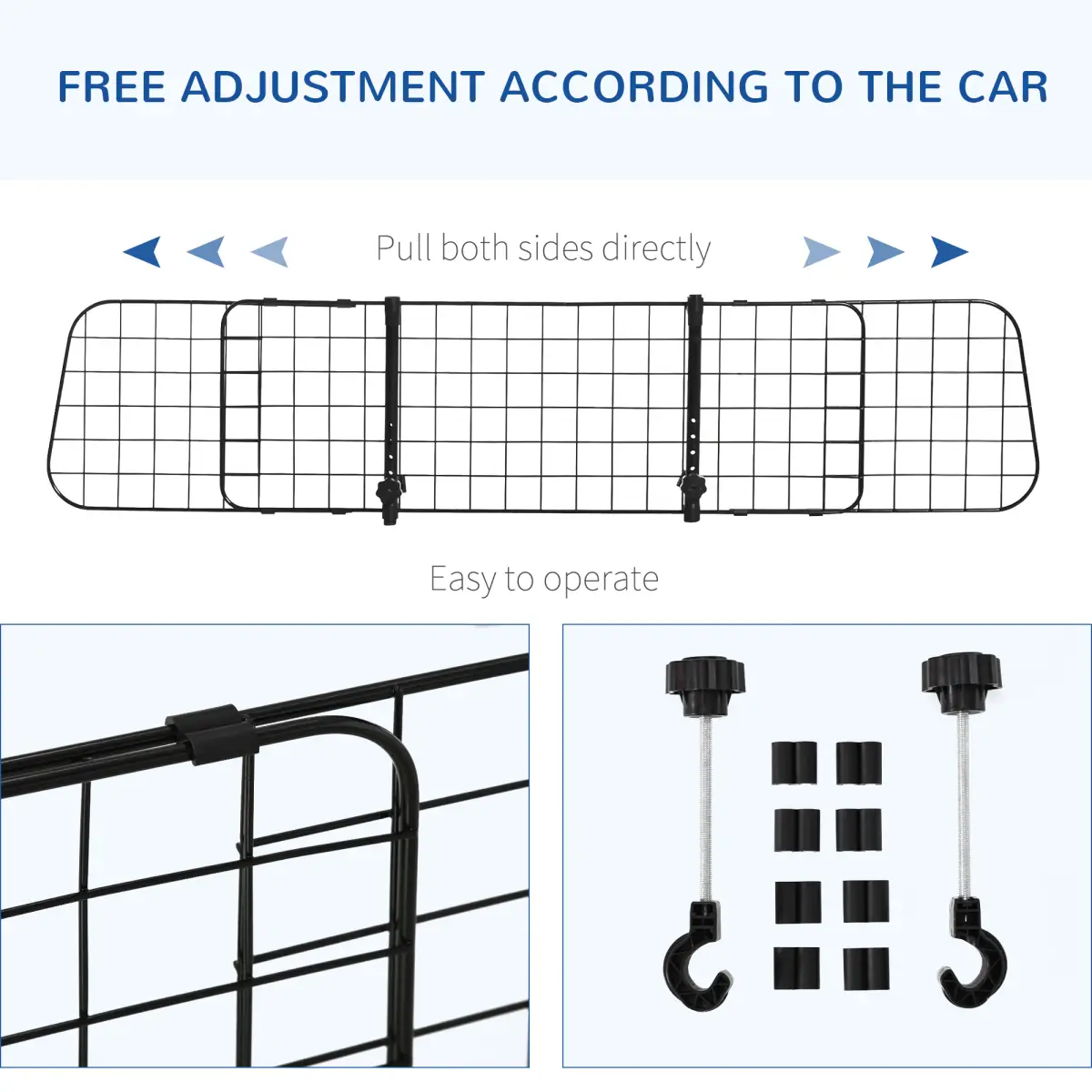 PawHut PawHut Heavy Duty Pet Dog Car Barrier Adjustable Ventilated Mesh Wire Guard - Pet Gate