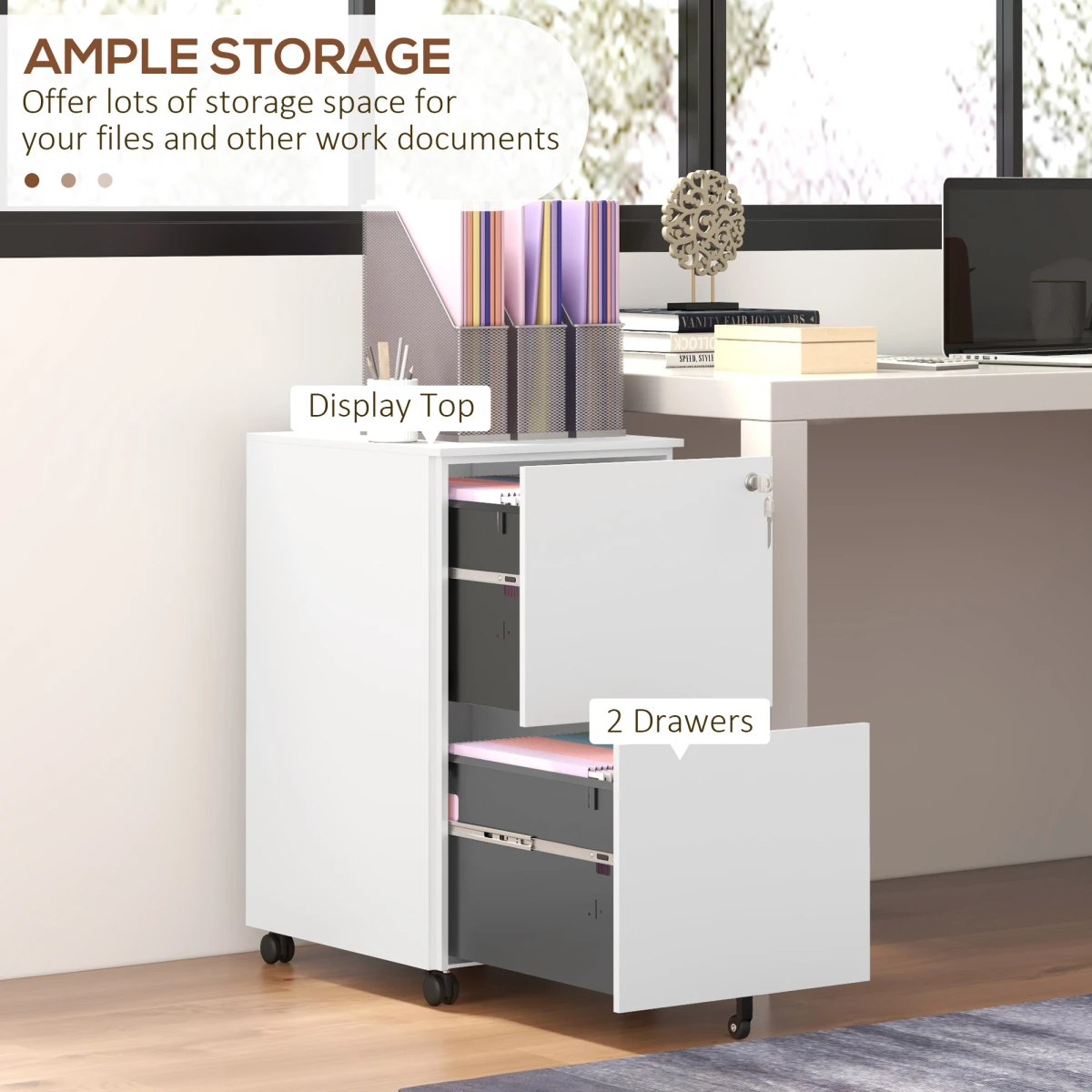 Vinsetto Vinsetto File Cabinet Lock Letter A4 Legal Office - Filing Cabinet
