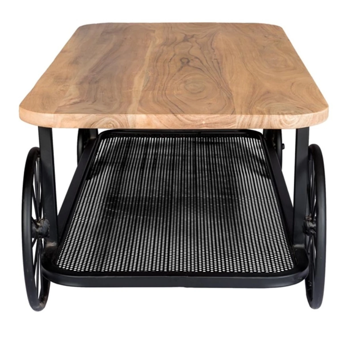 Handmade Coffee Table Mango Wood Top Wheels by Indian Hub
