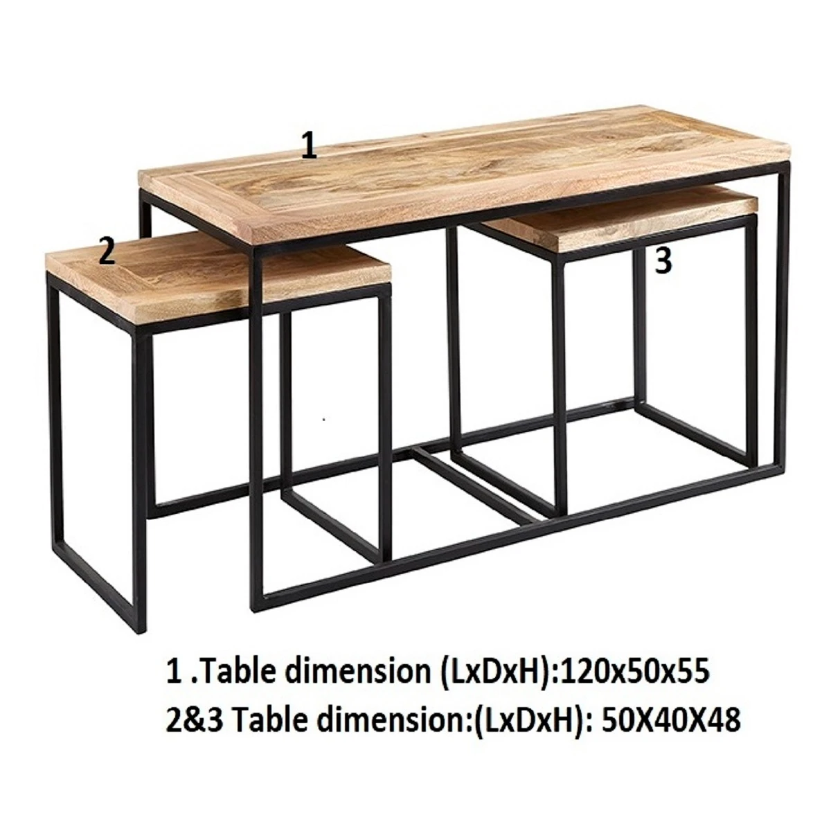 Cosmo Industrial Long Coffee Table Eco Friendly Mango Wood With Reclaimed Metal For Modern Living Rooms by Indian Hub