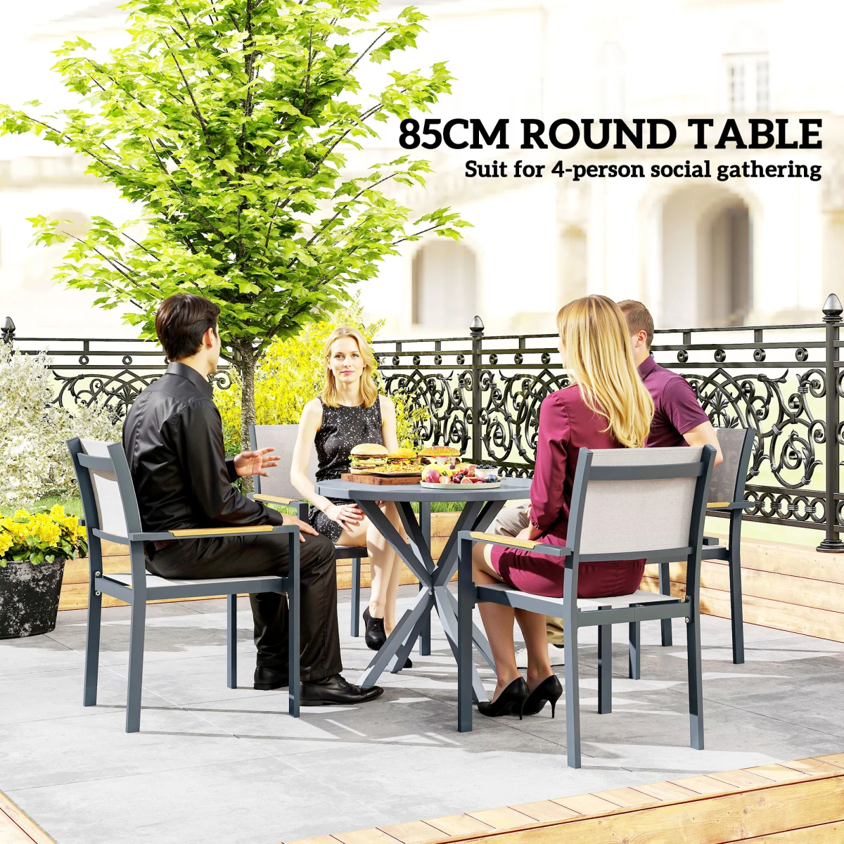 Premium Outdoor Dining Table Round 42Inches Diameter Stable Metal Base For Patio Dining Entertaining by N/A