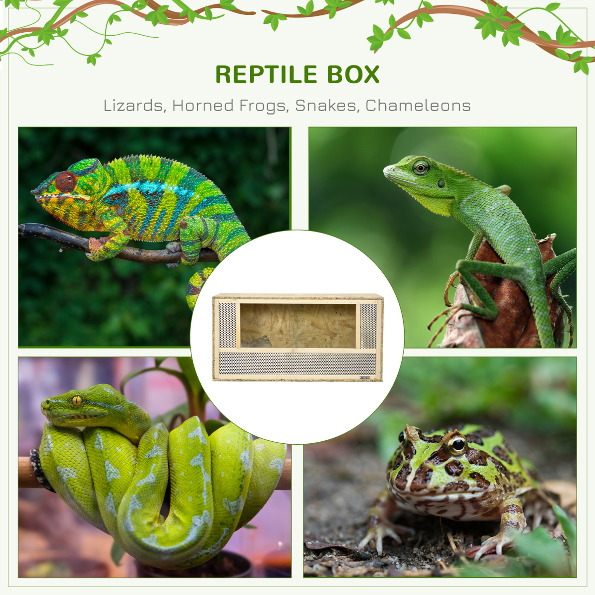 PawHut 80cm Reptile Terrarium Vivarium w/ Glass Sliding Doors, Breathable Mesh - from PawHut