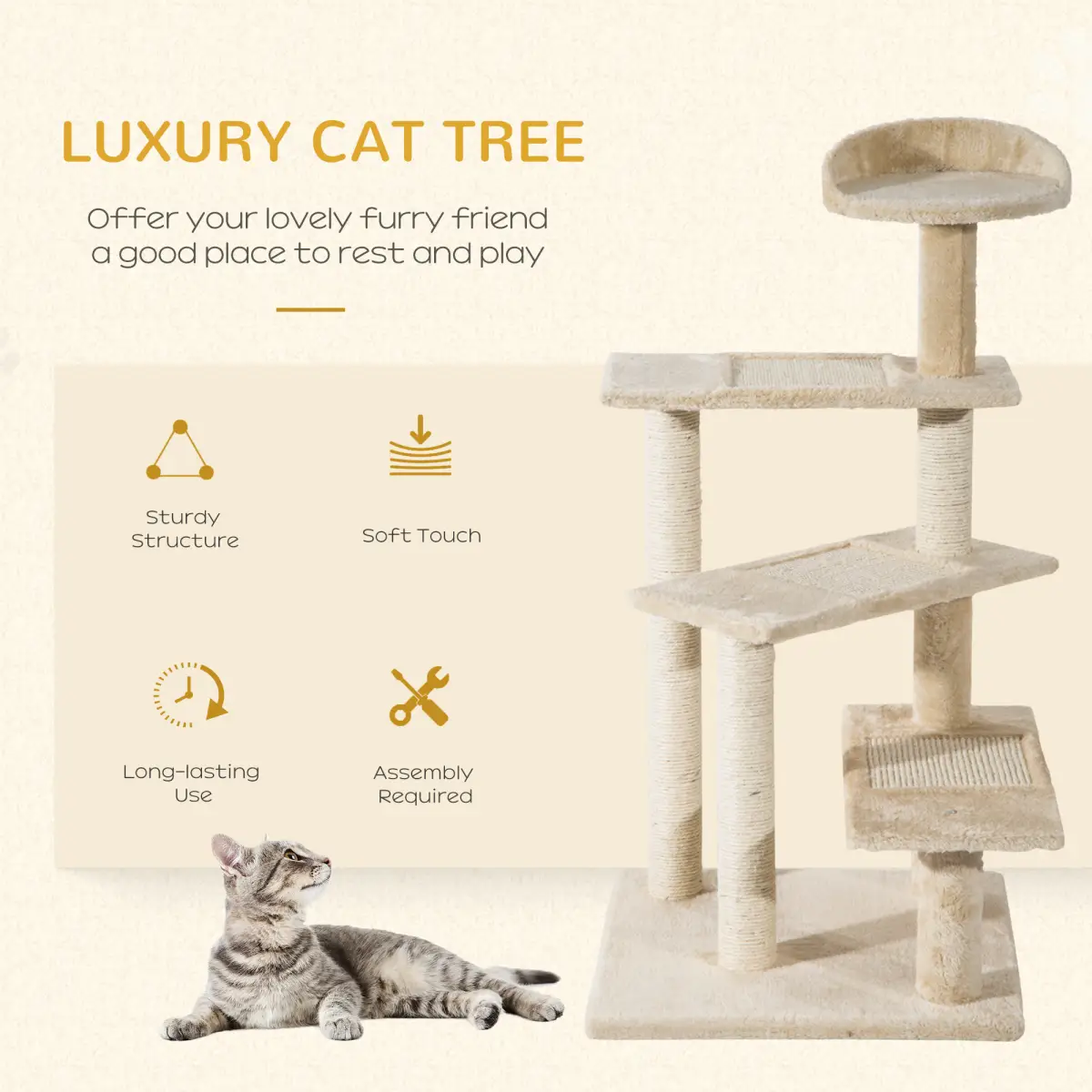Unbranded Cat Tree Scratcher Climbing Post Kitten Pets Scratching Furniture Tower Pawhut - Cat Tree
