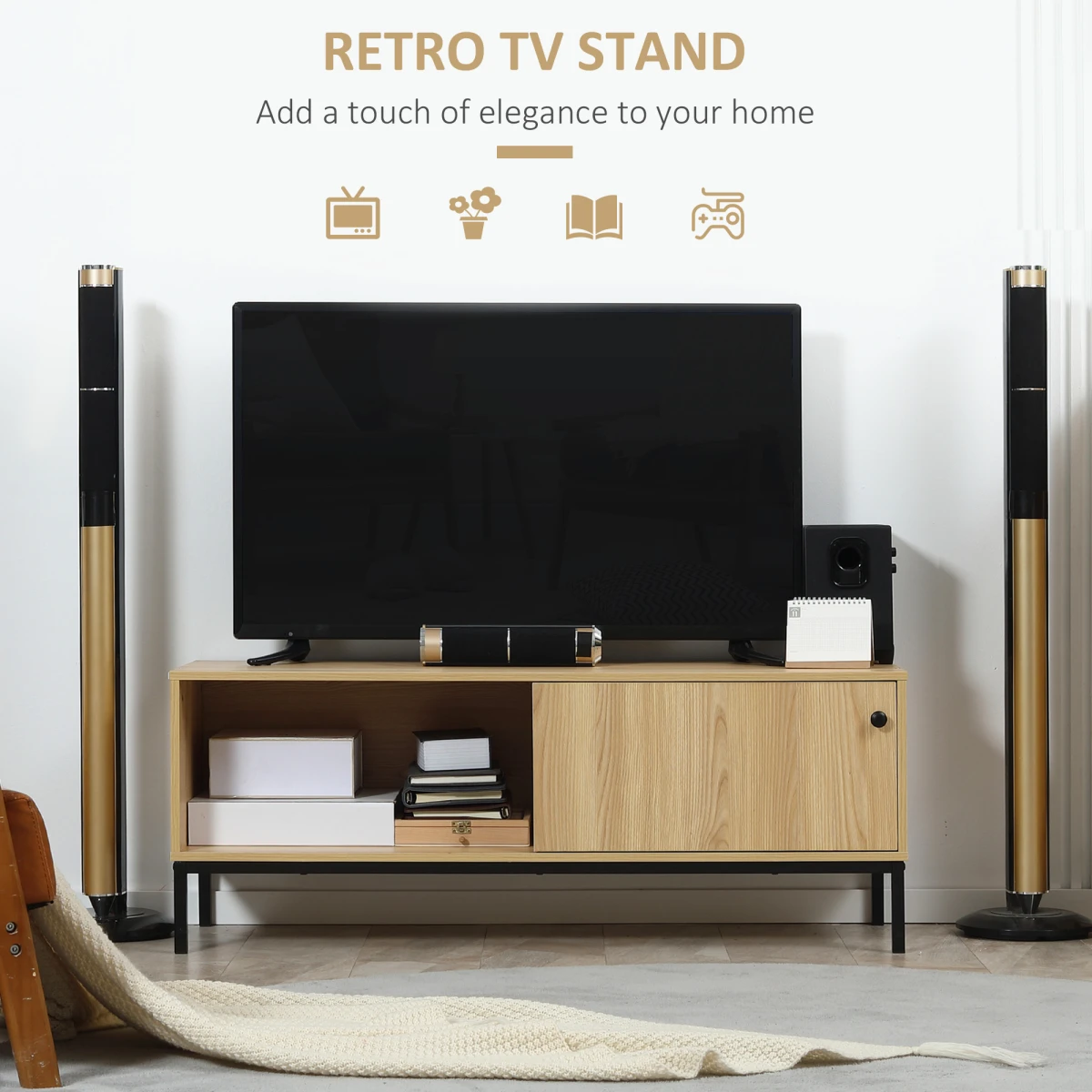 HOMCOM TV Stand Cabinet 50 Inch TV Sliding Door Living Room by HOMCOM