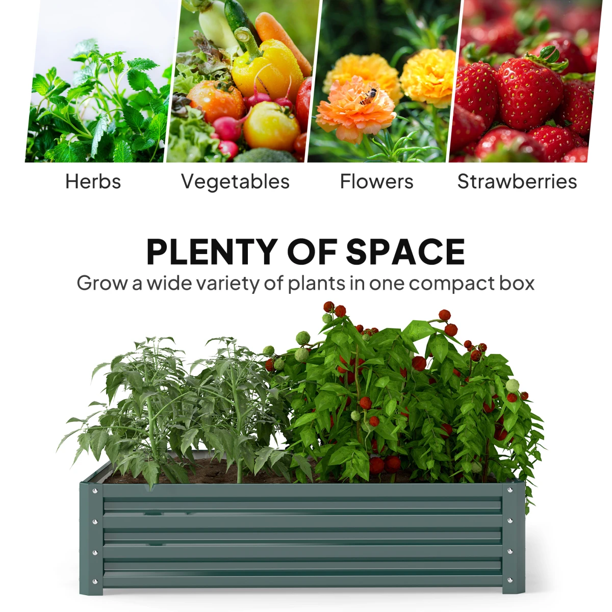 Outsunny Premium Raised Garden Bed 120x120cm Open Bottom Vegetables - Planters