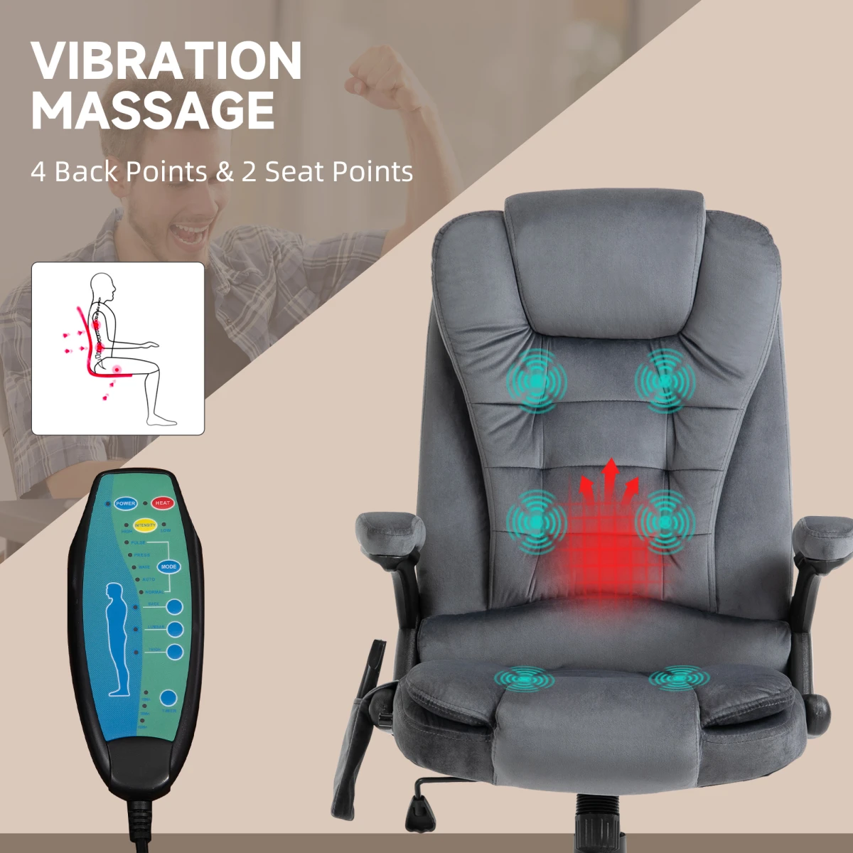 Premium Executive Massage Recliner Chair Full Size Six Point Heating Headrest Office Use by Unbranded