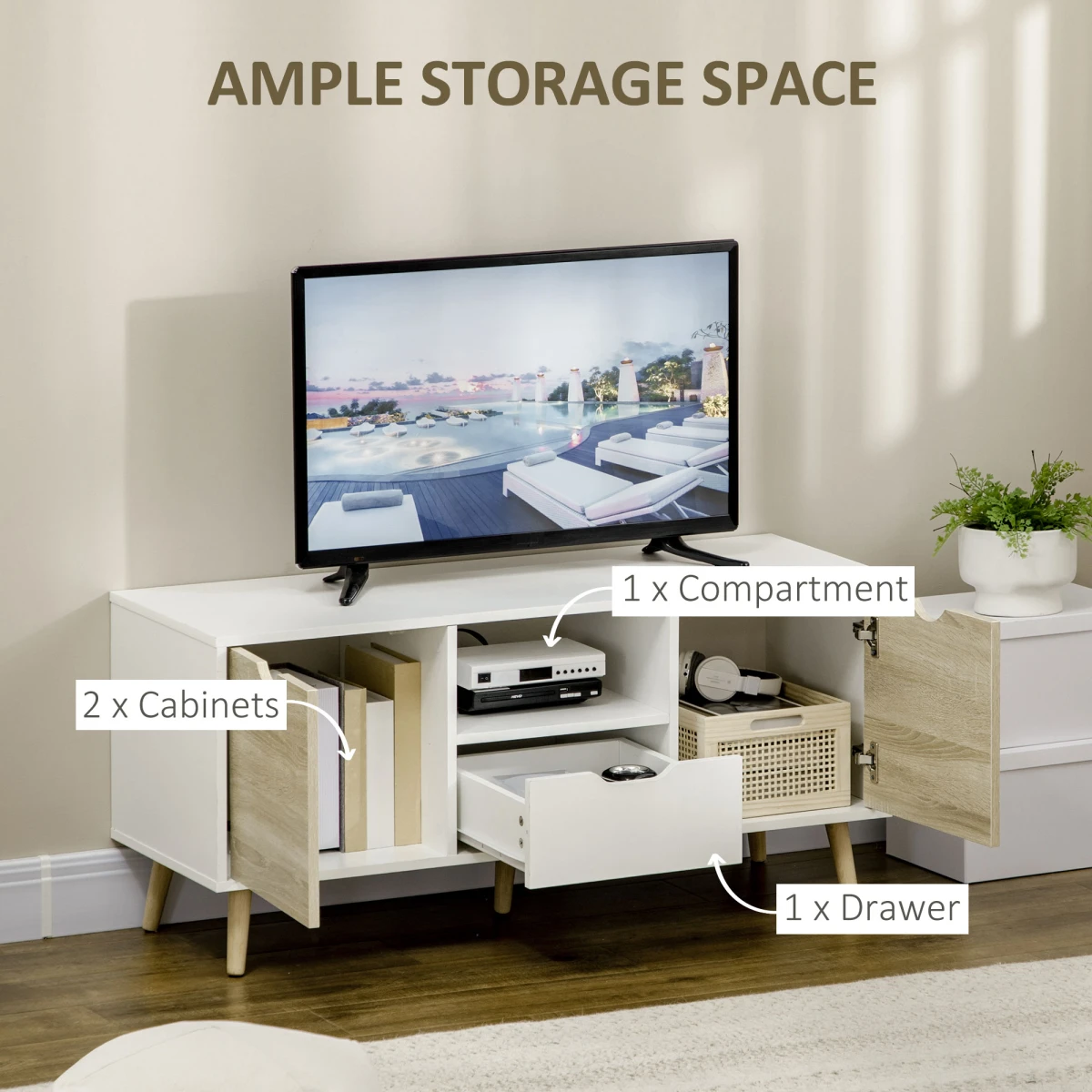 Modern TV Unit 50in Cupboards and Drawer for Living Room