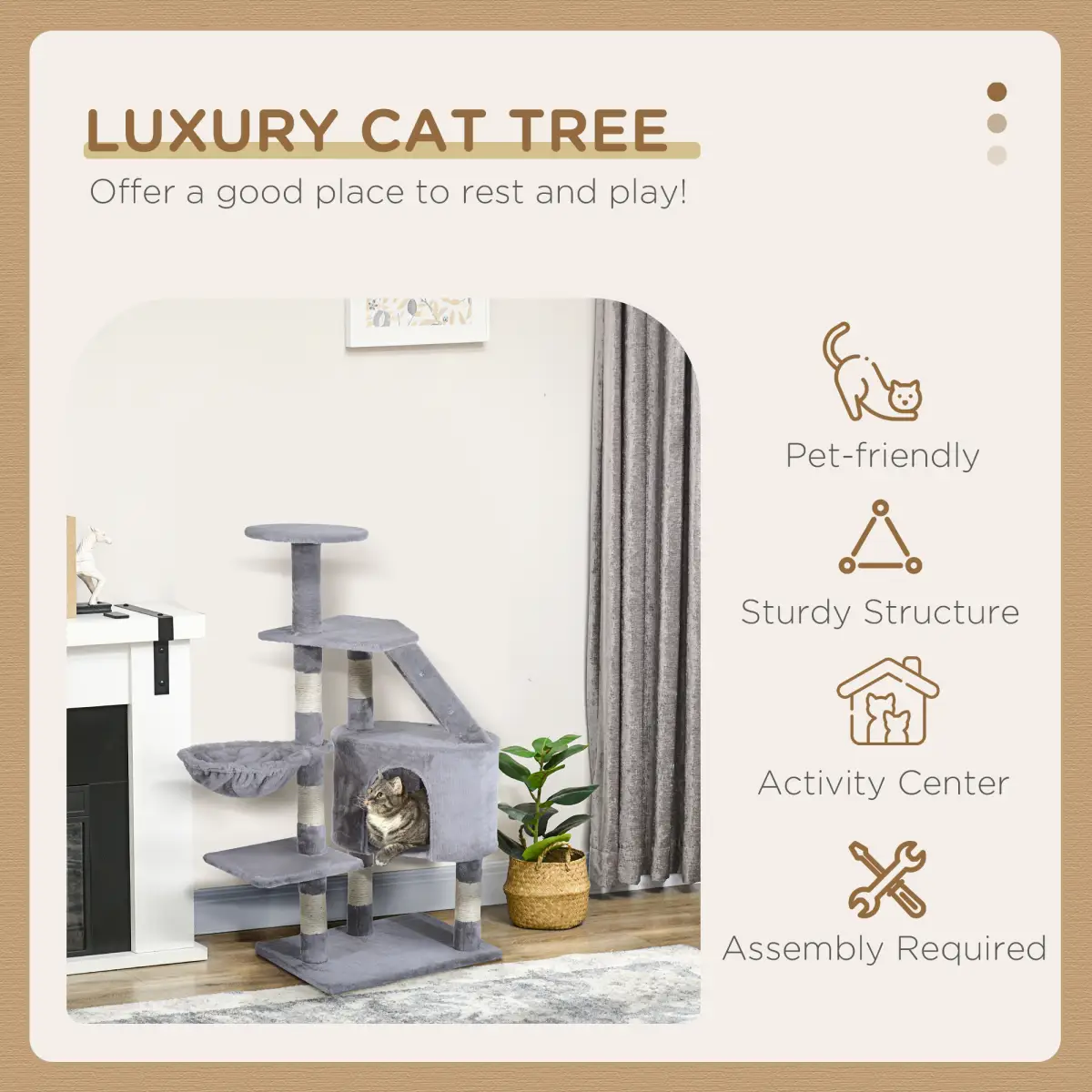 Unbranded Deluxe Cat Tree Climb Post Kitten Scratching Condo Furniture Activity Pawhut - Cat Tree