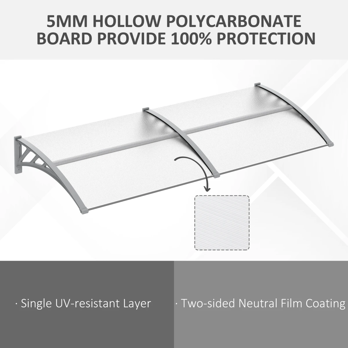 Outsunny Premium Door Canopy Awning Clear UV Shield Home - Cover