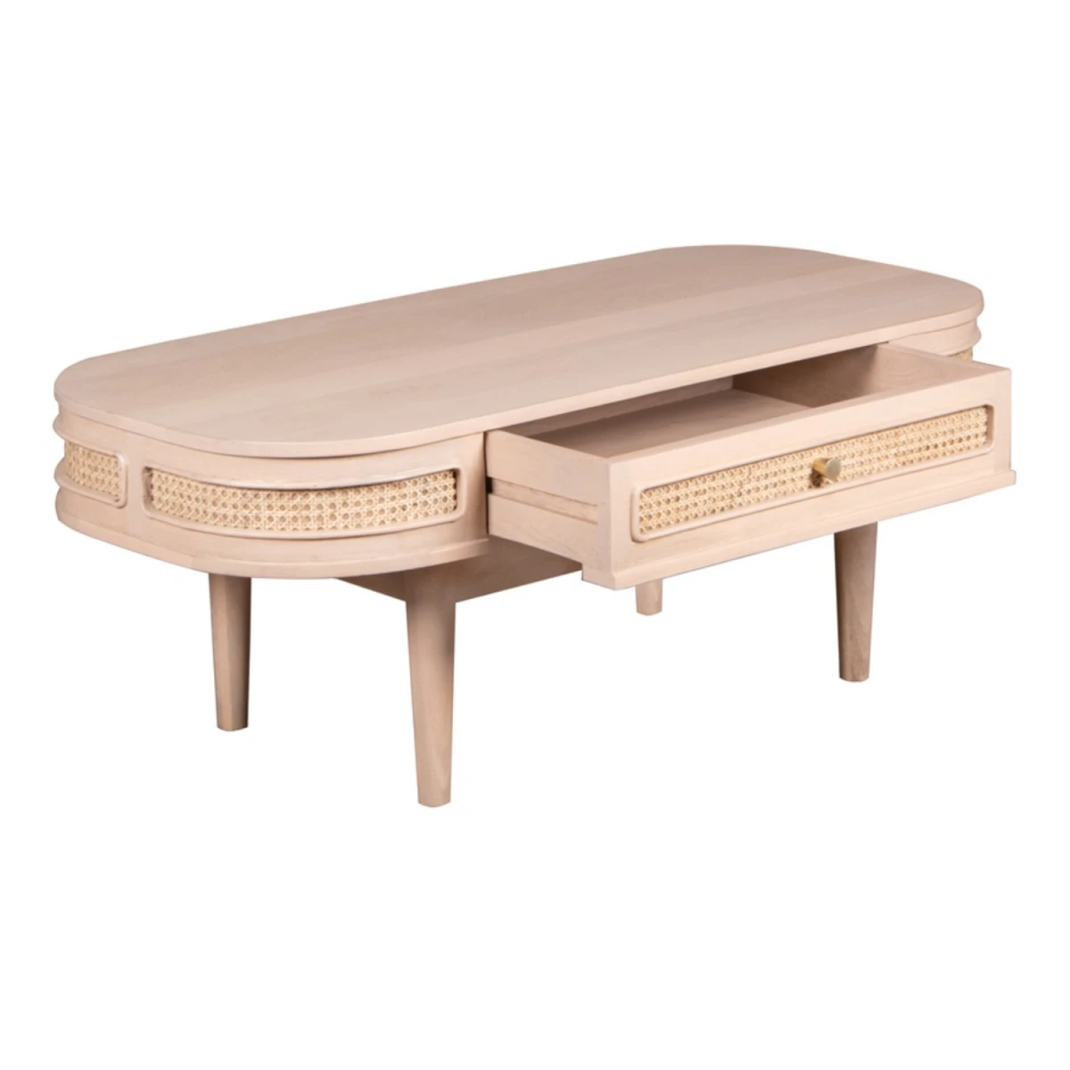 Valencia Coffee Table 57x42 Mango Wood Drawer by Indian Hub