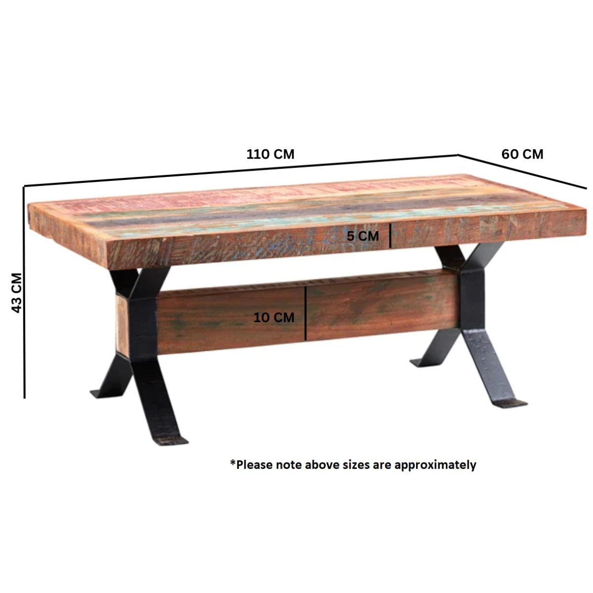 Coastal Coffee Table Reclaimed Wood Rustic Finish by Indian Hub