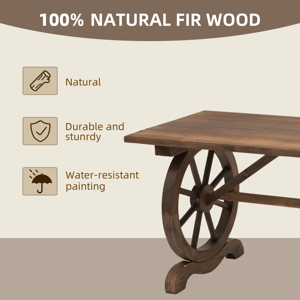 Natural Fir Garden Coffee Table Water Resistant by Outsunny