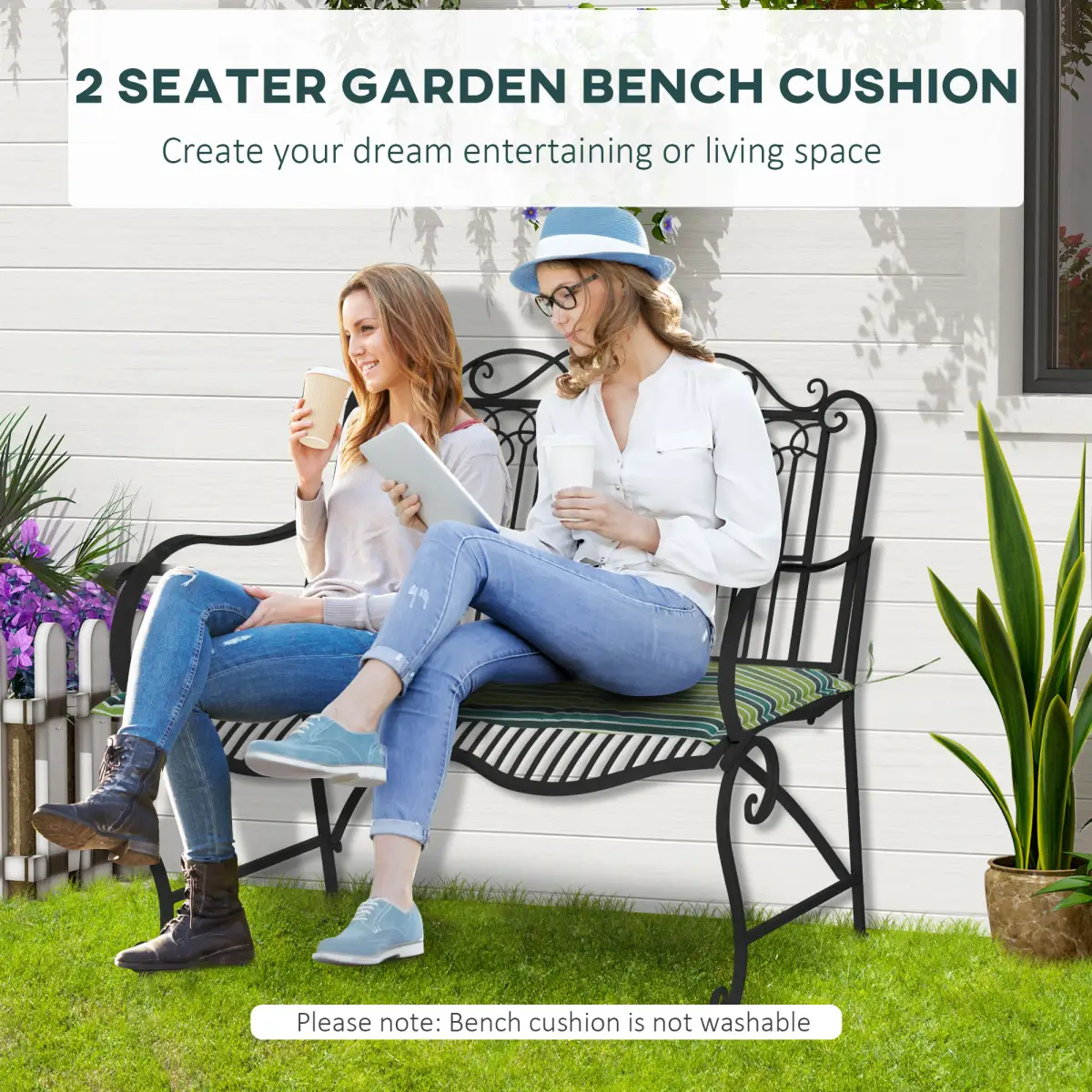 Unbranded 2 PCS Patio Bench Swing Chairs Garden Chairs 2 Seat Cushion Mat Strips Green - Hammocks