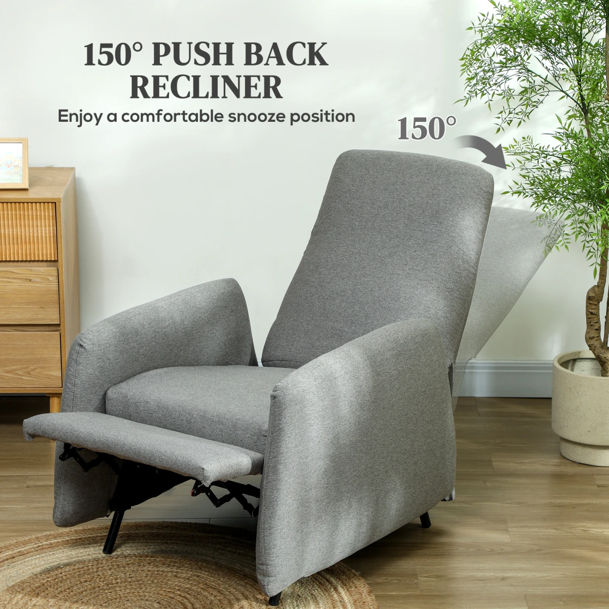HOMCOM Push Back Recliner Chair Medium Footrest Bedroom - Recliner