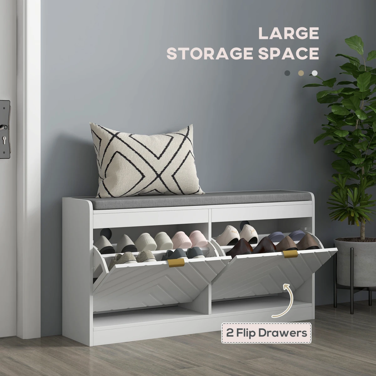HOMCOM Shoe Bench 8-Pair 2-Drawer Entryway by HOMCOM