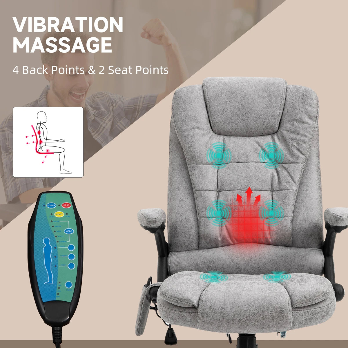 Unbranded Executive Reclining Massage Chair With Heating Six Point Back And Shoulder Massage Headrest For Home Office - Office Chair