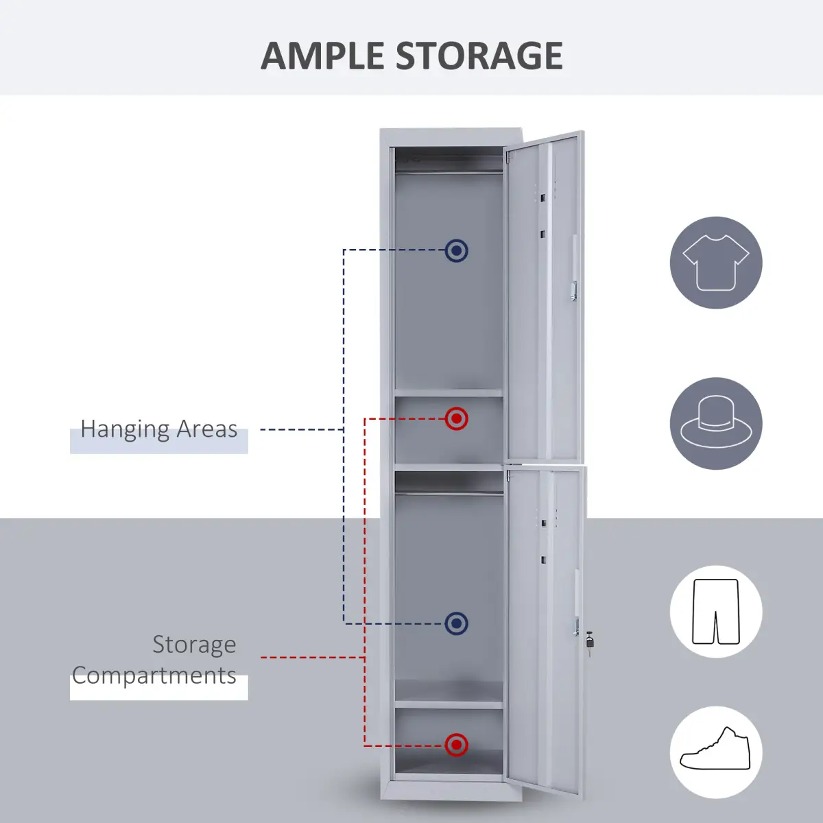 Unbranded 1.8m Locker Office Cabinet Storage Cold Rolled Steel Storage Shelves Vinsetto - Display Cabinet