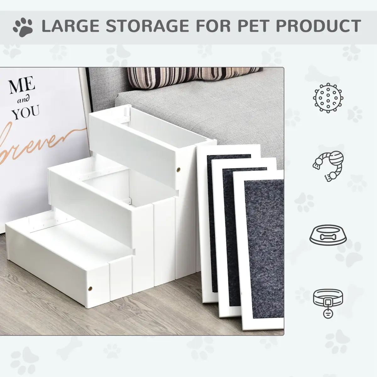 Unbranded 3 Step Wooden Dog Steps Pet Stairs Cat Ladder for Bed with Storage Pawhut - Dog Steps