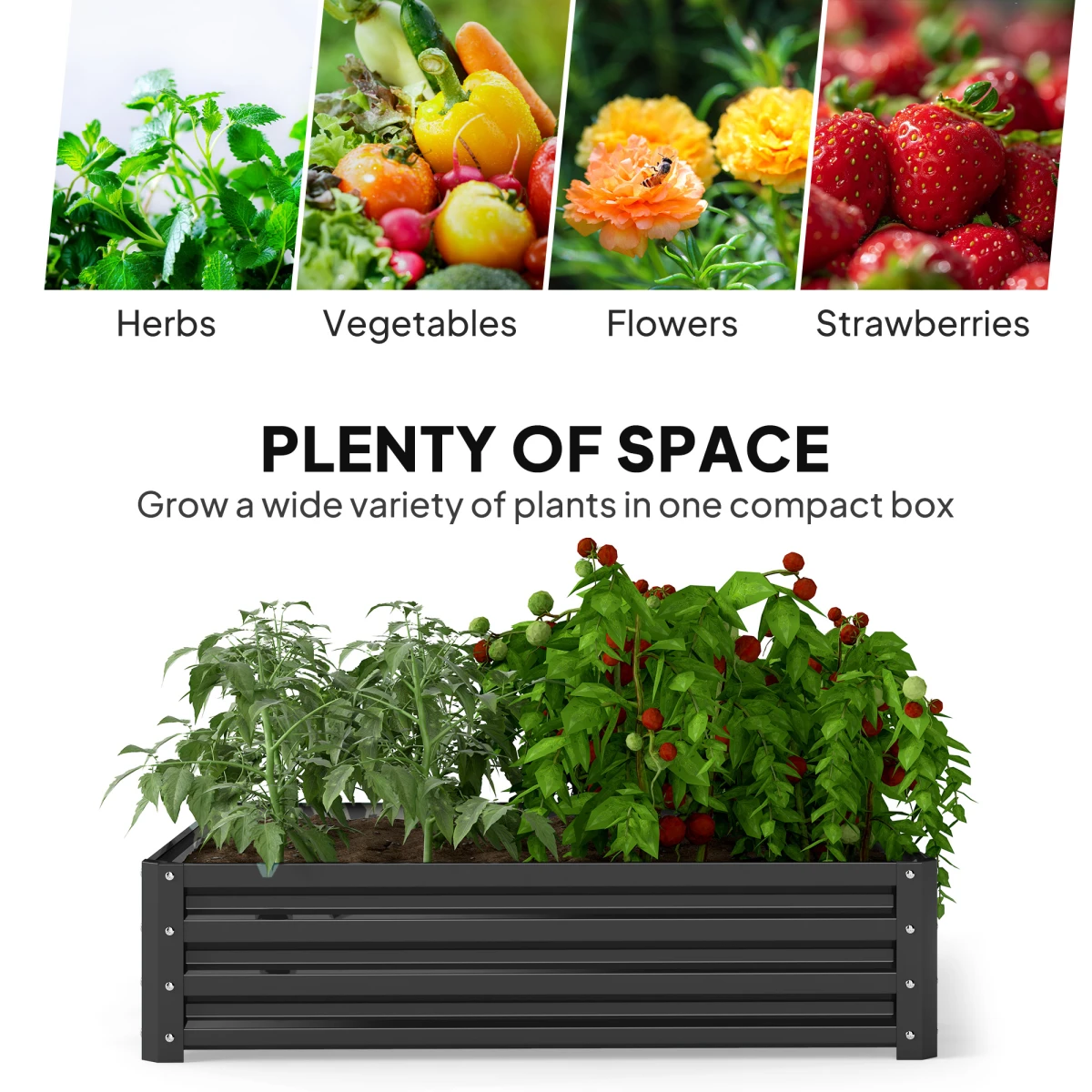Sturdy Raised Garden Bed 120x120cm Open Bottom for Gardeners by Outsunny