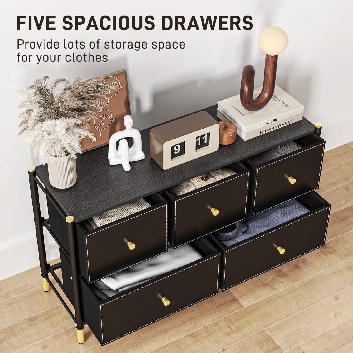 HOMCOM HOMCOM Chest Drawers 3-Drawer PU Leather Bedroom - Chest of Drawers
