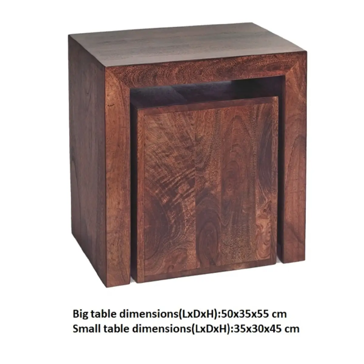 Indian Hub Toko Dark Mango Cubed Nest Of 2 Tables - Nest of Tables