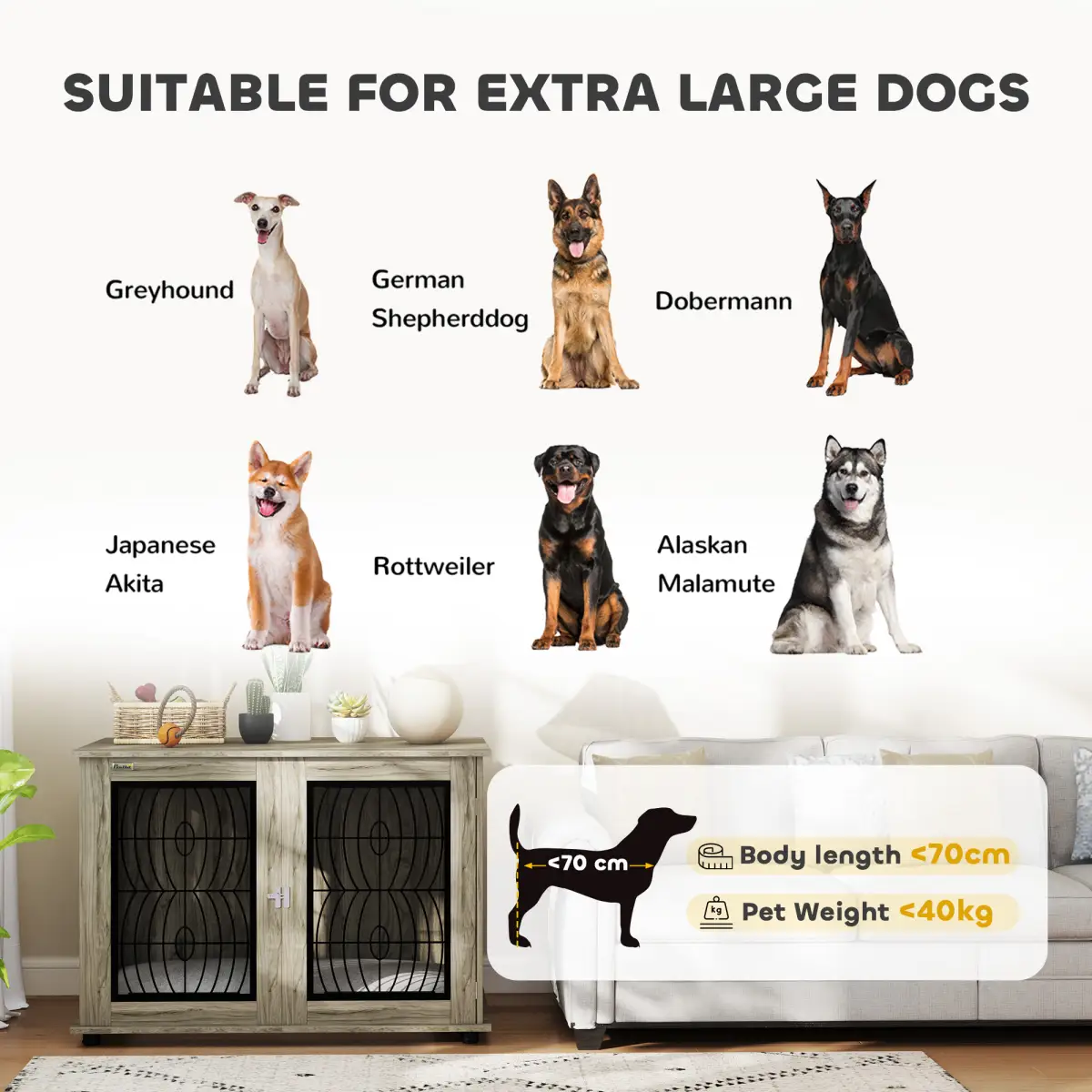 PawHut PawHut Dog Crate Furniture, 44.5" End Table for Extra Large Dogs w/ Cushion - Dog Crate