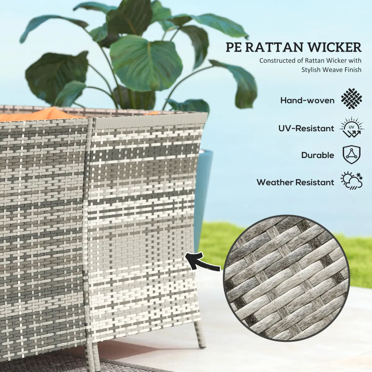 Outsunny Outsunny 6 PCs Patio wicker Sofa Set Rattan Chair Furniture, Orange - Garden Sofa Sets