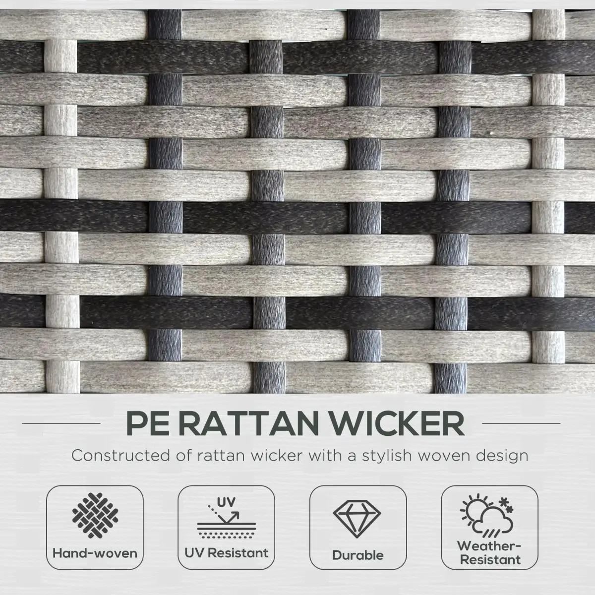 Outsunny Outsunny Recliner Rattan Sun Lounger w/ Storage Tea Table & Footstools, Grey - Sun Lounger