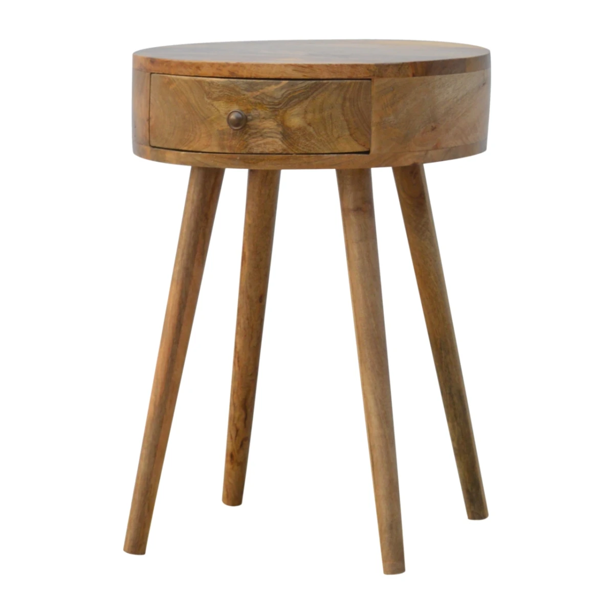 Artisan Furniture Artisan Bedside Round Solid Mango Wood Home Decor - Bedside Table