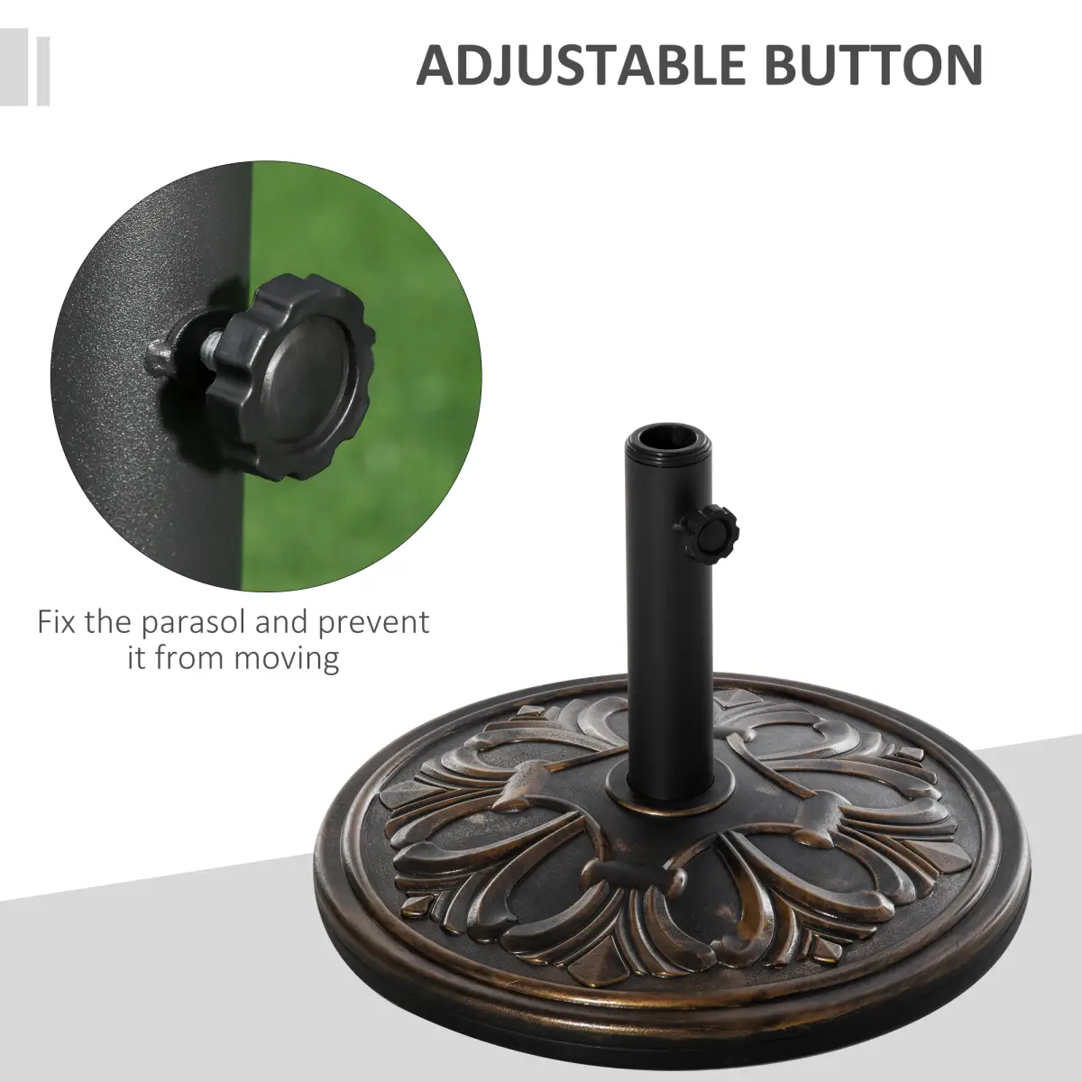 Outsunny Outsunny 13KG Round Parasol Base Heavy Duty Cement Stand Umbrella Holder Bronze - Parasol