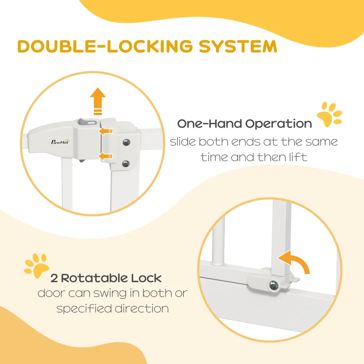 PawHut PawHut 74-94cm Adjustable Metal Pet Gate Safety Barrier w/ Auto-Close Door White - Pet Gate