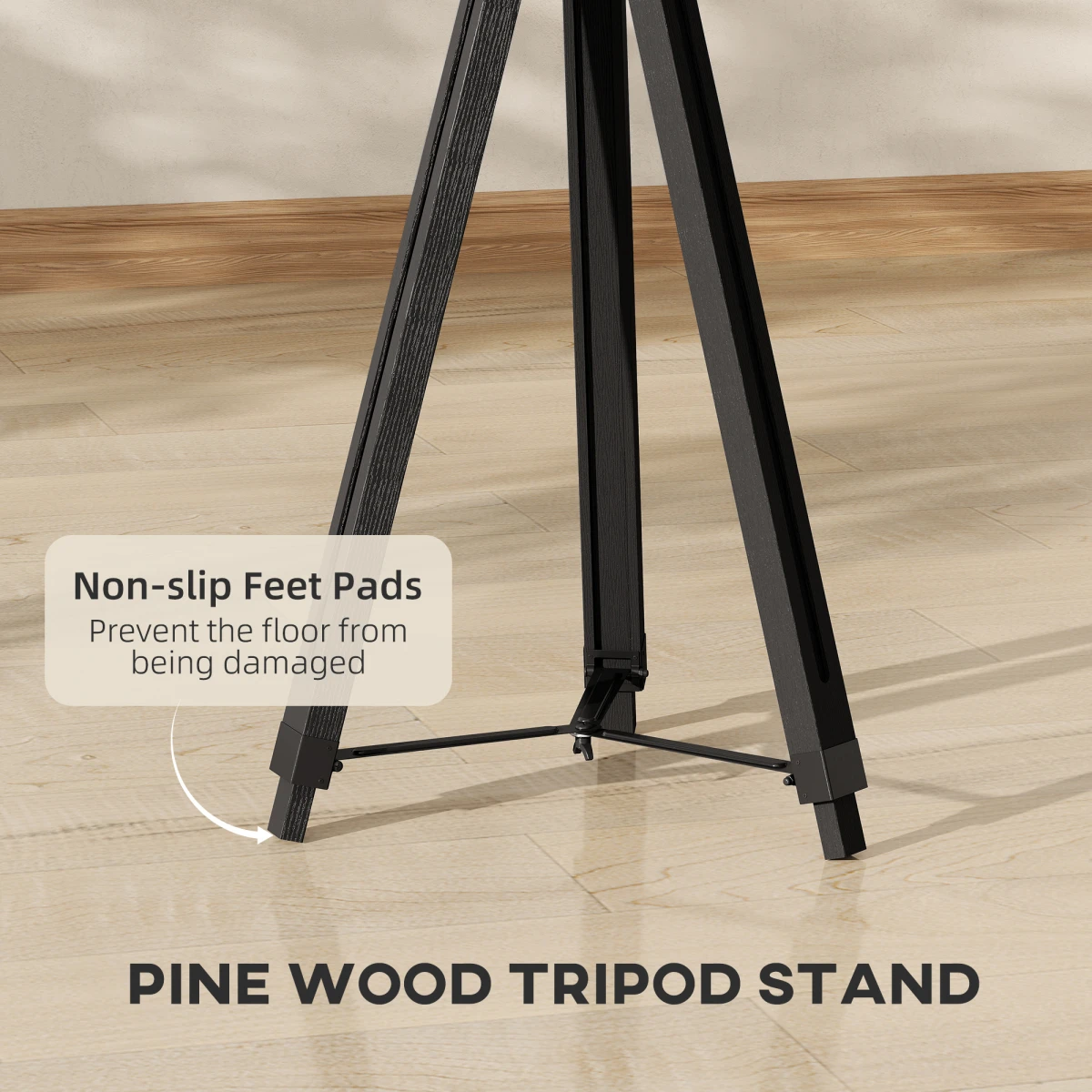 HOMCOM Tripod Floor Lamp Wood Height Adjustable by HOMCOM