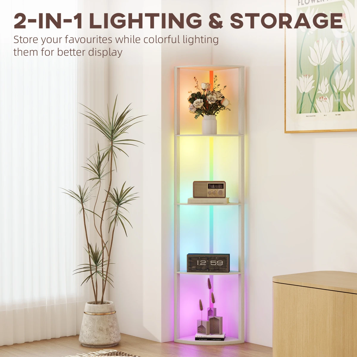 N/A Premium Floor Lamp Tall Narrow RGB FiveTier Home - Lamp