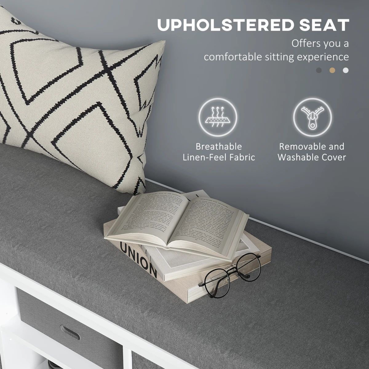 HOMCOM HOMCOM Shoe Bench Cushioned Seat Fabric Drawers - Shoe Storage