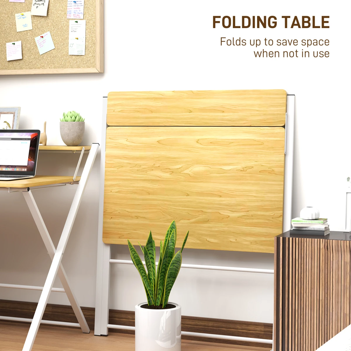 HOMCOM HOMCOM Folding Desk With Two Tier Shelf Maple Wood Effect for Home Office and Bedroom - Desk