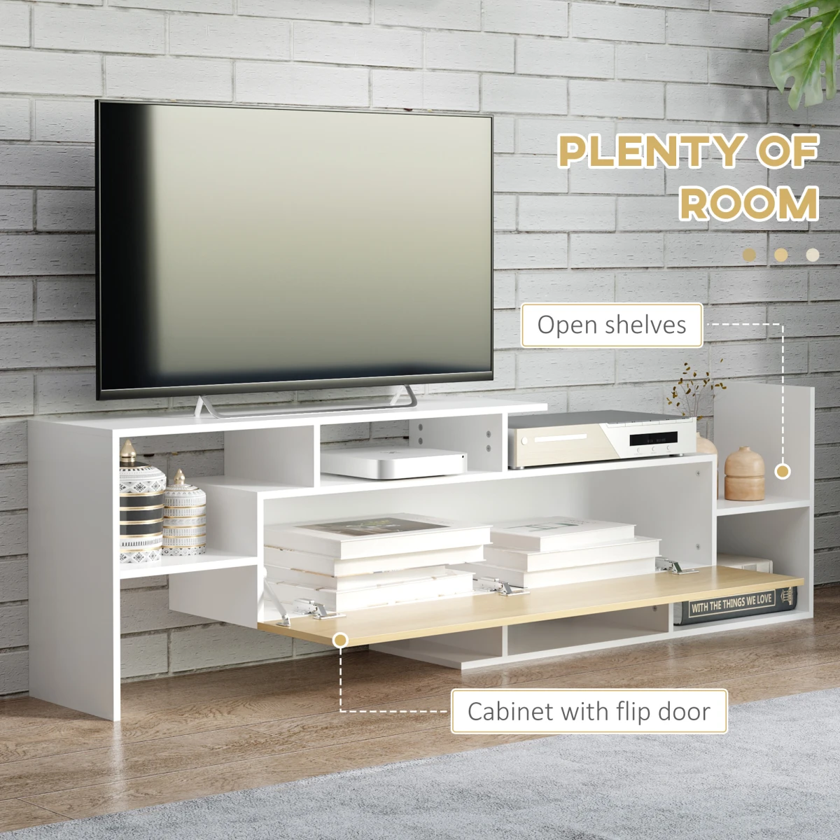 HOMCOM TV Cabinet With Floating Shelf 65 Inch TV Ready by HOMCOM