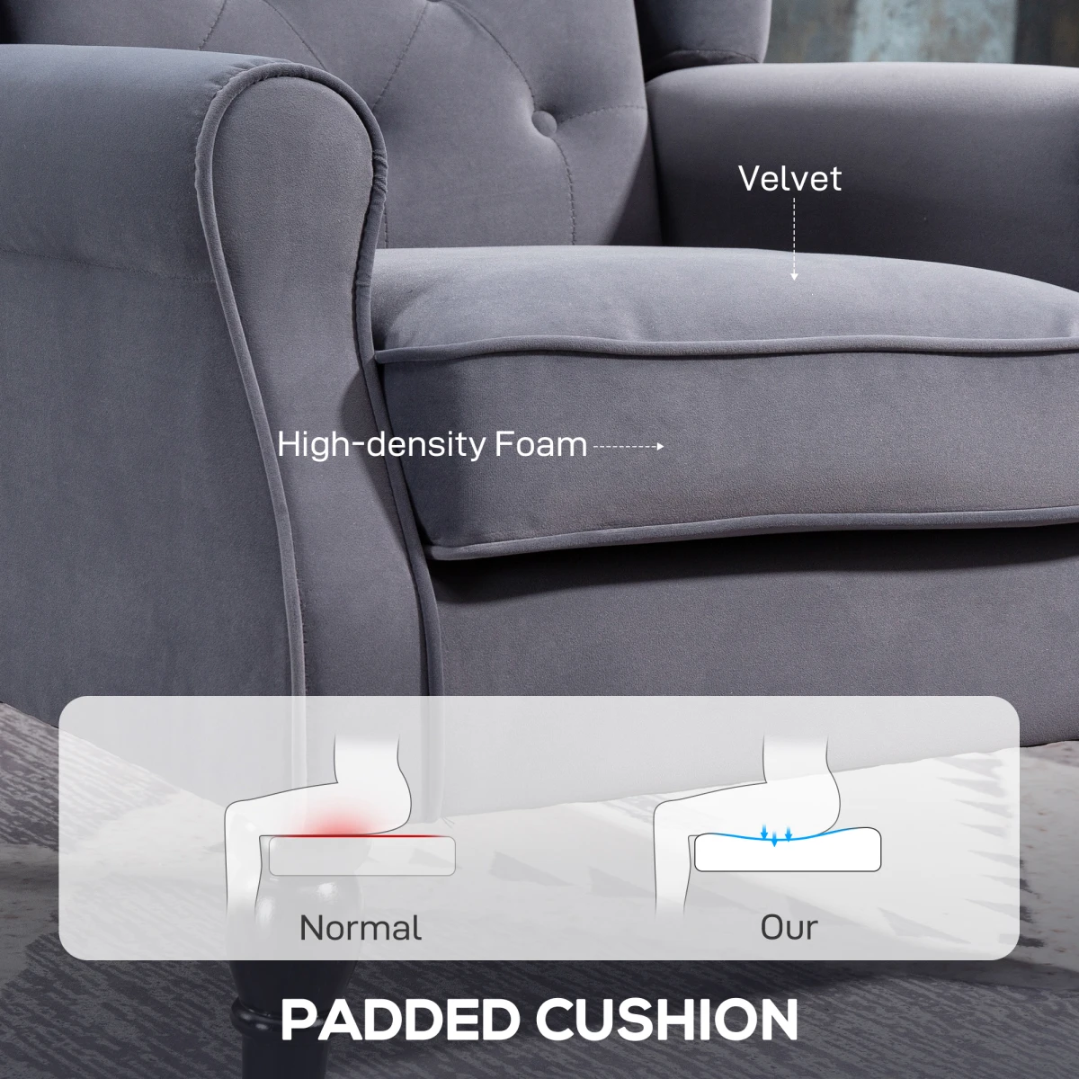HOMCOM Accent Armchair Retro Tufted Velvet Upholstery Chair by HOMCOM