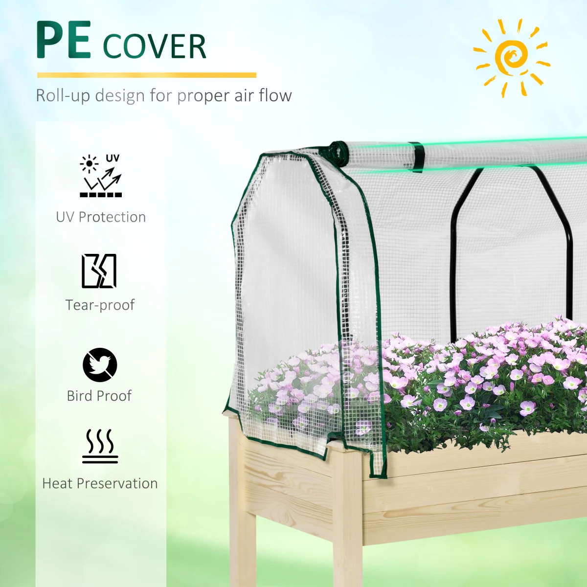 Outsunny Top Garden Bed 4ft Planter Greenhouse Cover For Gardeners - Planters