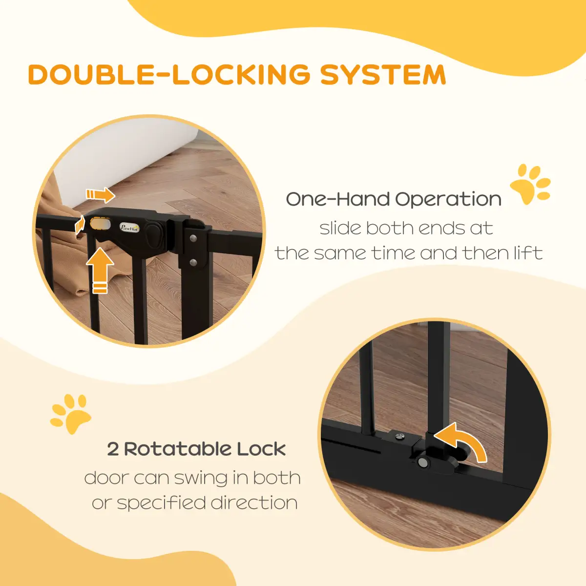 PawHut PawHut Adjustable Safety Gate w/ 2 Extensions and Four Adjustable Screws, Black - Pet Gate