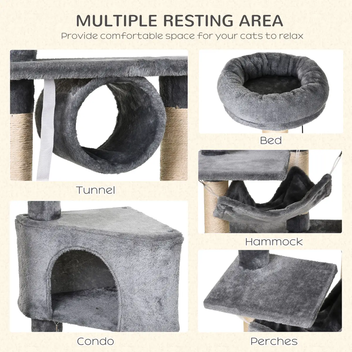 Unbranded 150CM Cat Tree Tower Kittens Activity Stand House Scratching Posts Pawhut - Cat Tree