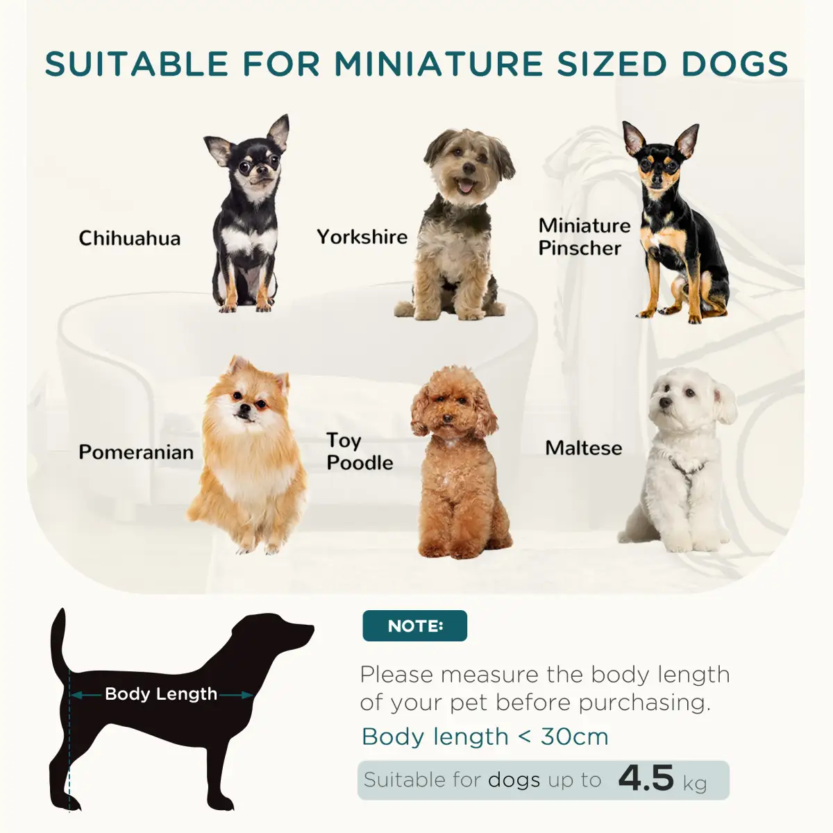 Pawhut Modern Dog Sofa Couch Puppy Bed Kitten Lounge w/Storage Pocket Removable Cushion - Dog Beds